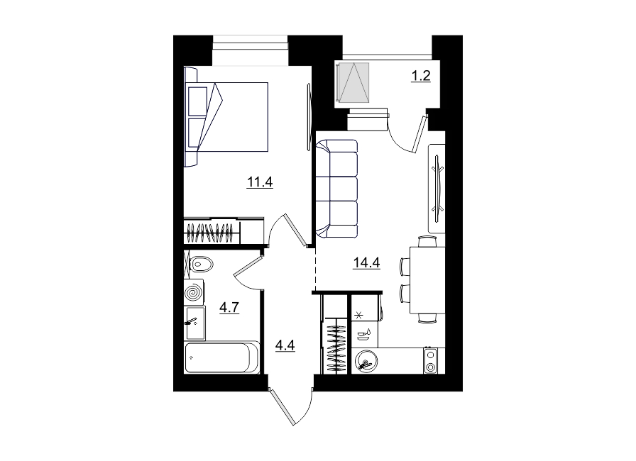 планировка квартиры 36 м2